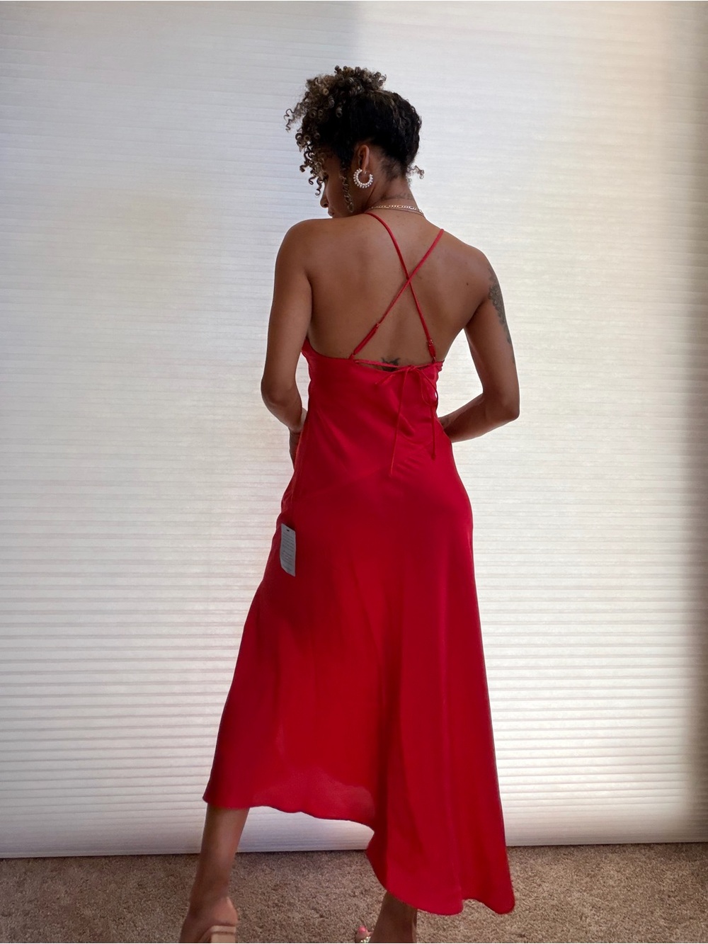 ASTR The Label Red Satin Slip Dress - Picture 5 of 12